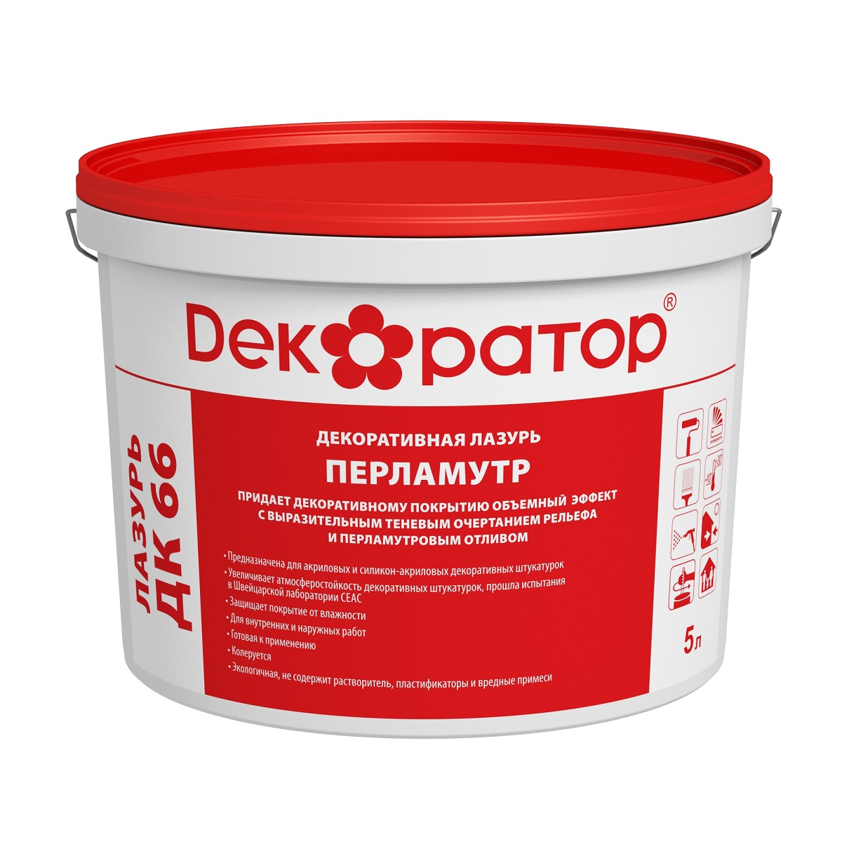 a3c130df91ca11ef94e900155d000500_a71c440b849311f099009c8e9956ba7c Декоративная лазурь водно-дисперсионная акриловая ДК 66 Перламутр (5л) — изображение 1
