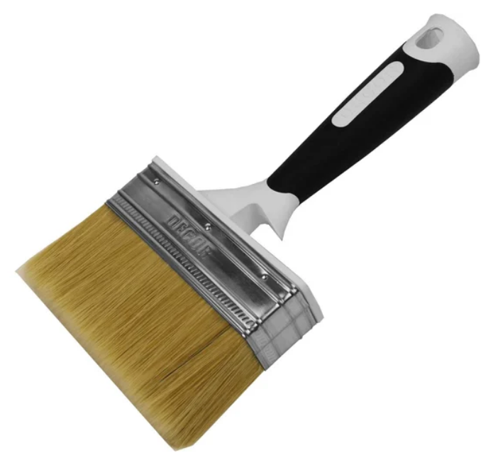 2ba25f3e9efc11ee94dc00155d000500_15261ea8ff2611ef94eb00155d000500 Кисть плоская 120х25мм, универсальная, светлый ворс, 2-К ручка DECOR (880-125)(46шт) — изображение 1